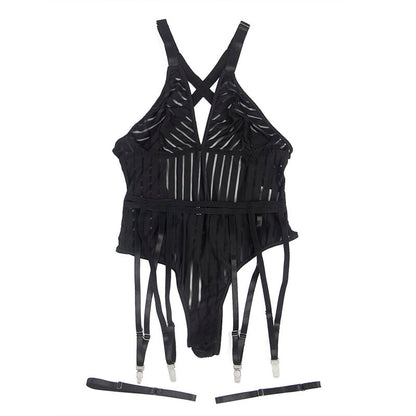 Body Subblime com Cinta-Liga Preto S/M em tecido delicado e design sedutor
