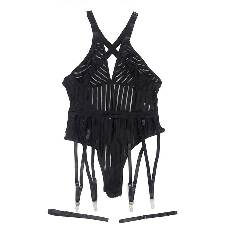 Body Subblime com Cinta-Liga Preto S/M em tecido delicado e design sedutor