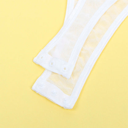 Close-up do Body SUBBLIME com Correntes e Cinta-Liga Branco S/M, destacando o design e os detalhes.