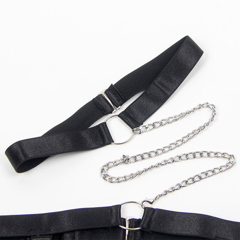 Body sexy preto SUBBLIME com cinta-liga integrada, detalhe da renda e design sedutor.
