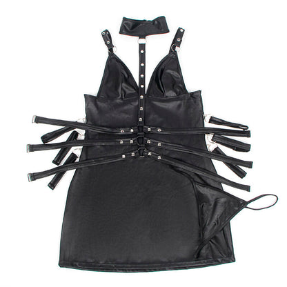 Close-up do Corpo Bondage SUBBLIME de Couro Preto L/XL, detalhando o design e material.