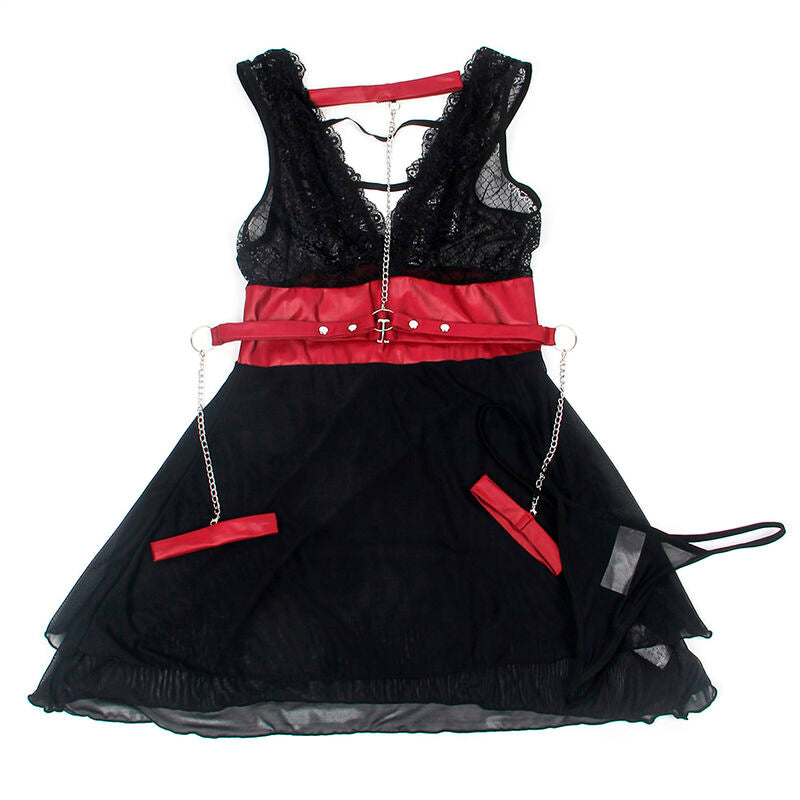 Vestido Bondage de Renda Preto SUBBLIME, detalhe da renda e design sedutor.