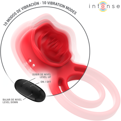 INTENSE Estimulador Clitoriano Gail Rosa Vermelha com Controle Remoto, mostrando seu design elegante e cor vibrante.