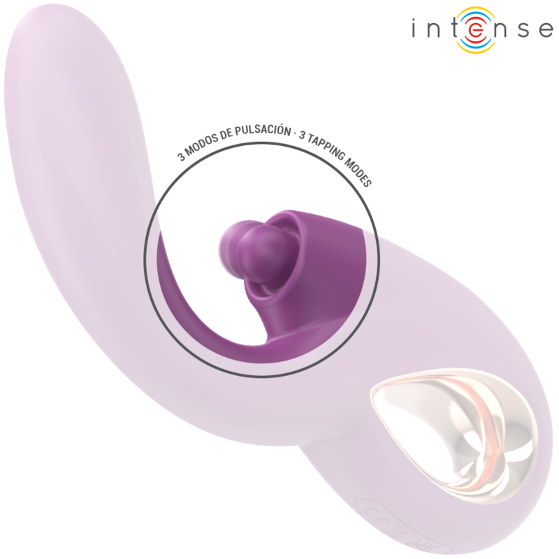 Vibrador de Ponto G INTENSE LALI multifuncional roxo com funções de batida, impulsão e vibração.