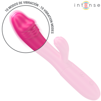 Close-up do Vibrador INTENSE Ivy com Língua Estimulante, exibindo seu design flexível e cor rosa.
