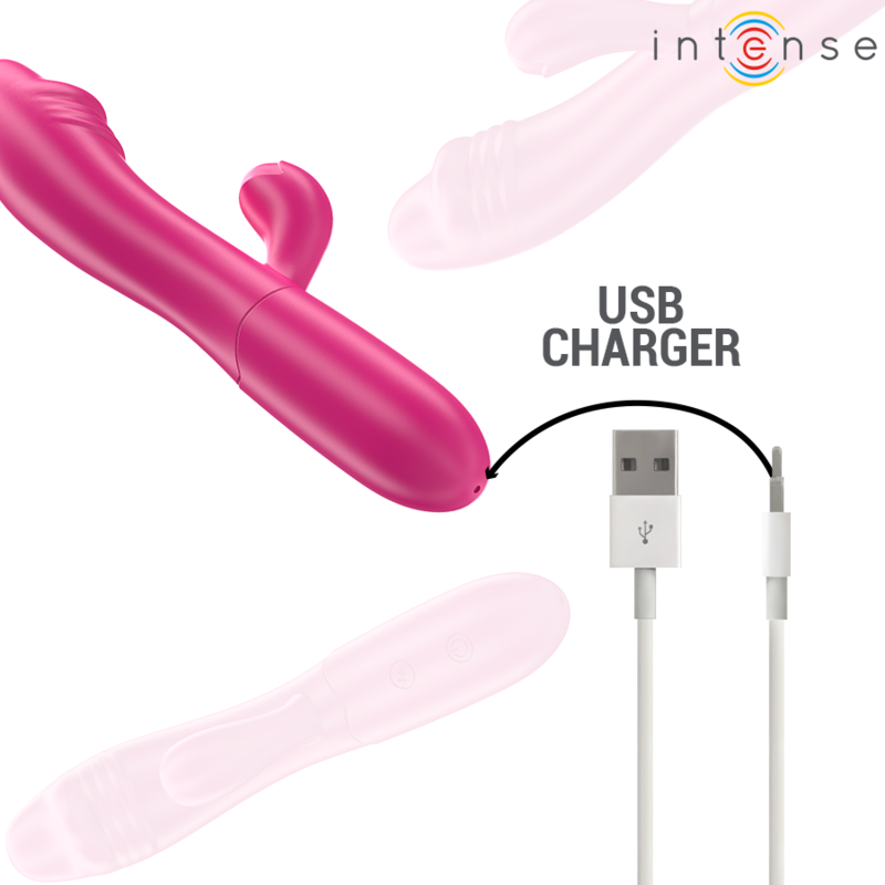 Close-up do Vibrador INTENSE Ivy com Língua Estimulante, exibindo seu design flexível e cor rosa.