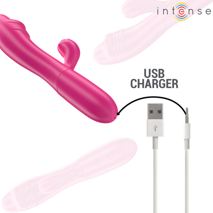 Close-up do Vibrador INTENSE Ivy com Língua Estimulante, exibindo seu design flexível e cor rosa.