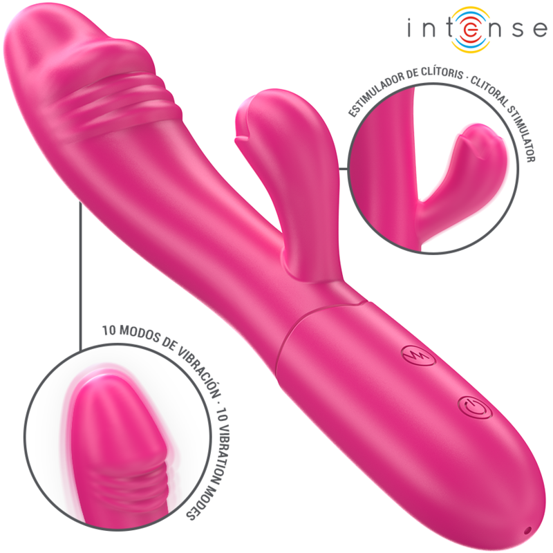 Close-up do Vibrador INTENSE Ivy com Língua Estimulante, exibindo seu design flexível e cor rosa.