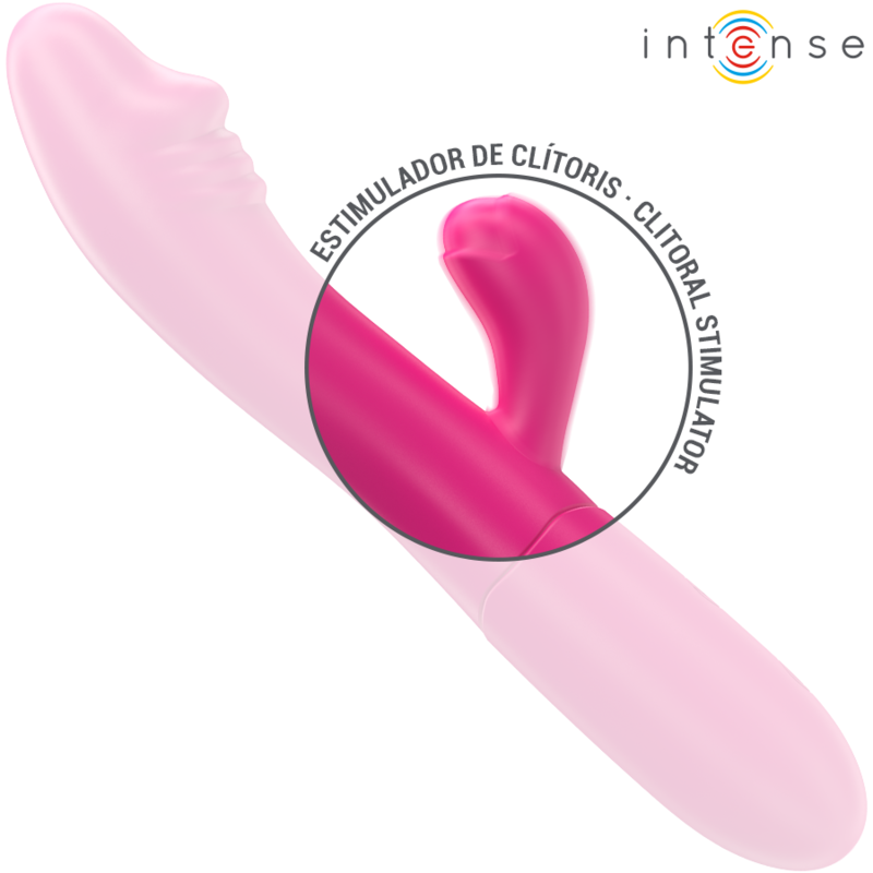 Close-up do Vibrador INTENSE Ivy com Língua Estimulante, exibindo seu design flexível e cor rosa.