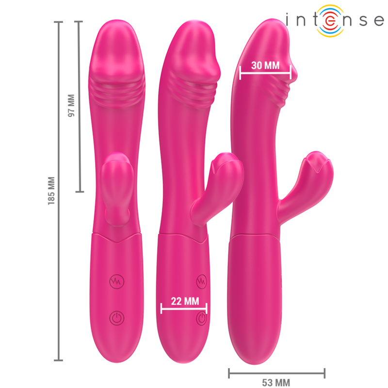 Close-up do Vibrador INTENSE Ivy com Língua Estimulante, exibindo seu design flexível e cor rosa.