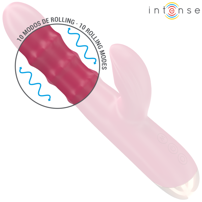 Close-up do Vibrador Intense Chloe Multifuncional 3 em 1 Vermelho, mostrando seu design ergonômico e material de silicone.