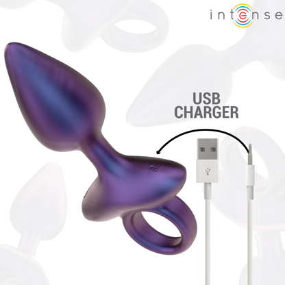 Close-up do Vibrador Anal Plug INTENSE Michael com Controle Remoto, destacando seu design ergonômico e material de silicone.