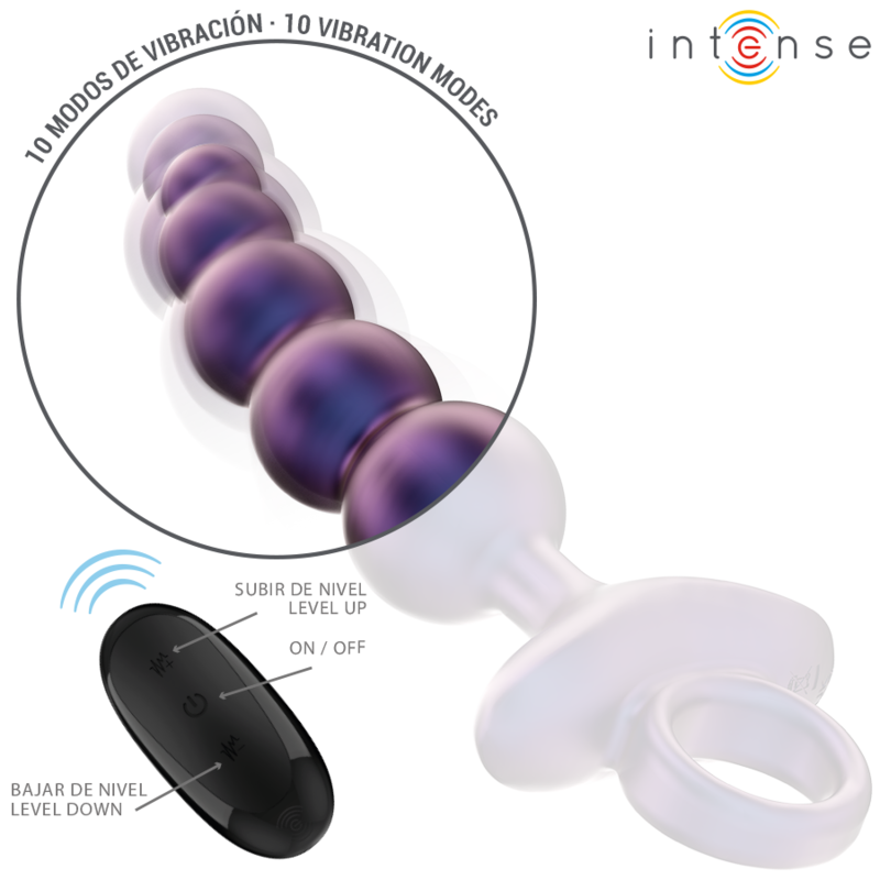 Close-up do Vibrador Anal Plug INTENSE Tito com Controle Remoto, destacando seu design ergonômico e material de silicone.