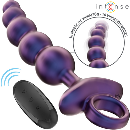 Close-up do Vibrador Anal Plug INTENSE Tito com Controle Remoto, destacando seu design ergonômico e material de silicone.