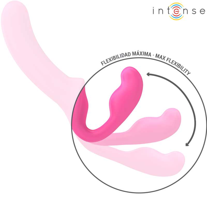 INTENSE Vibrador Duplo Amy 20cm Rosa com Controlo Remoto, mostrando o design ergonómico e cor suave.