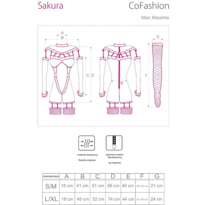 LIVCO CORSETTI FASHION - SAKURA CF 90357 MONO + GUANTES LARGOS + LIGUERO NEGRO L/GG