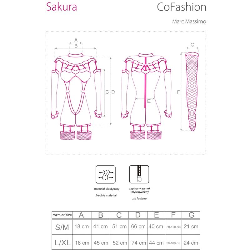 LIVCO CORSETTI FASHION - SAKURA CF 90357 MONO + GUANTES LARGOS + LIGUERO NEGRO L/GG