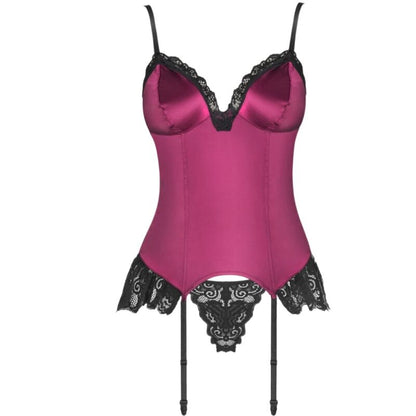 LIVCO CORSETTI MODA - AGRAFENA CF 90436 CORSÉ + TANGA BURDEOS L/XL