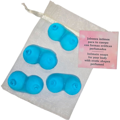 Mini Jabones Perfumados con Forma de Senos Azules