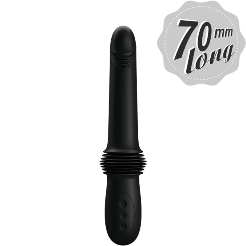Close-up do Vibrador Calcinha PRETTY LOVE Pazuzu Preto, mostrando seu design discreto e ponta cônica.