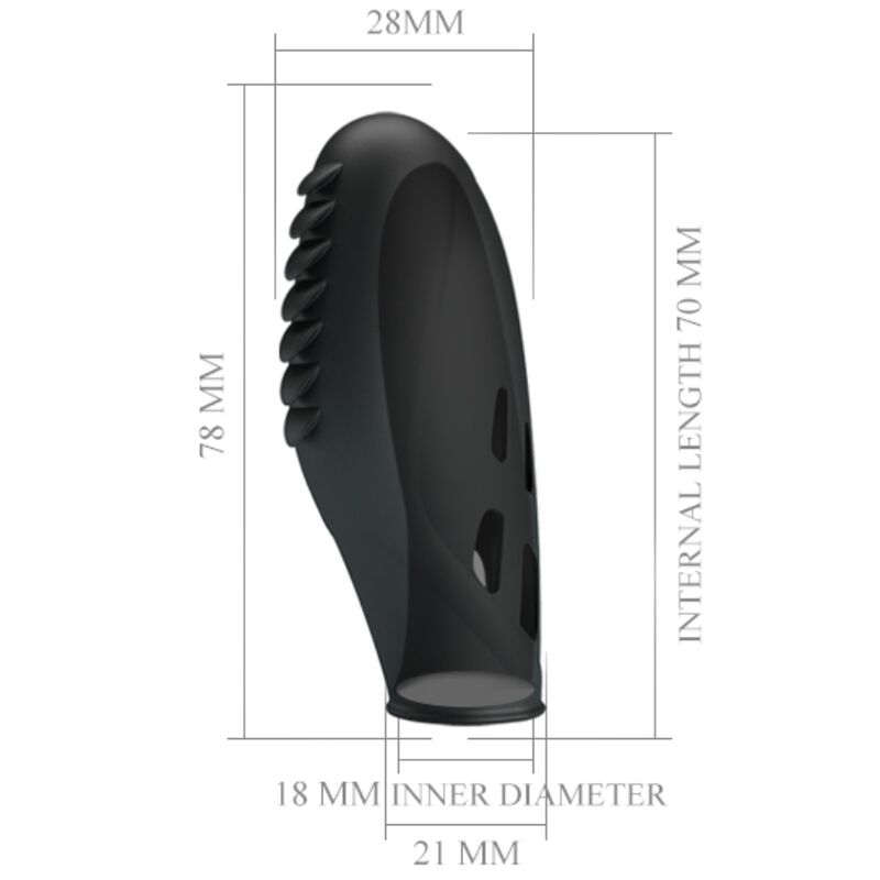 PRETTY LOVE Vibrador de Dedo Gilo Preto em Silicone para estimulação íntima e precisa.