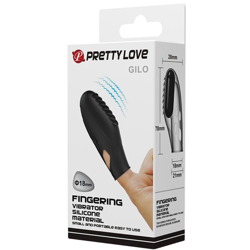 PRETTY LOVE Vibrador de Dedo Gilo Preto em Silicone para estimulação íntima e precisa.