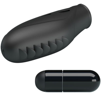 PRETTY LOVE Vibrador de Dedo Gilo Preto em Silicone para estimulação íntima e precisa.