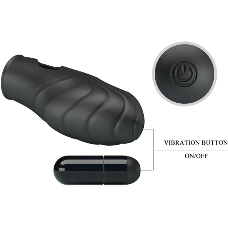 Close-up of the PRETTY LOVE Vibrador de Dedo Lich Silicone Preto, highlighting its design and texture.