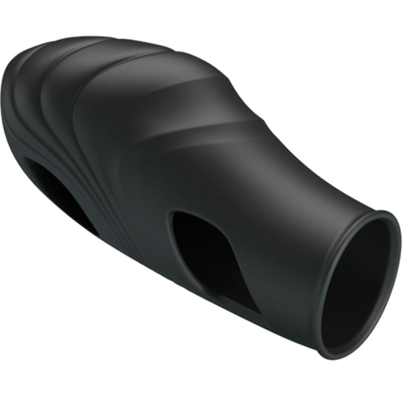 Close-up of the PRETTY LOVE Vibrador de Dedo Lich Silicone Preto, highlighting its design and texture.