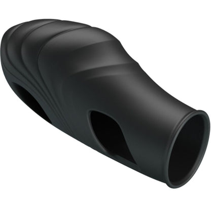 Close-up of the PRETTY LOVE Vibrador de Dedo Lich Silicone Preto, highlighting its design and texture.