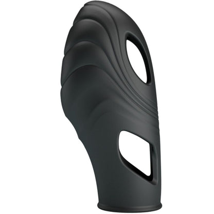 Close-up of the PRETTY LOVE Vibrador de Dedo Lich Silicone Preto, highlighting its design and texture.