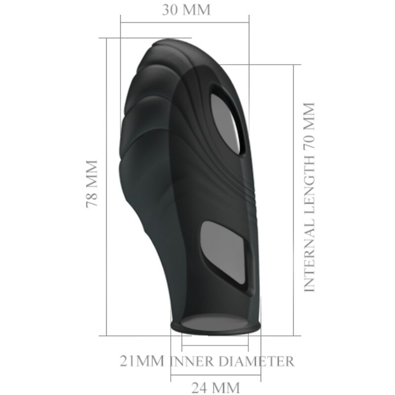 Close-up of the PRETTY LOVE Vibrador de Dedo Lich Silicone Preto, highlighting its design and texture.