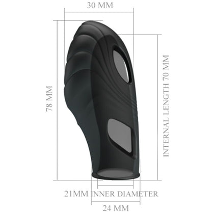 Close-up of the PRETTY LOVE Vibrador de Dedo Lich Silicone Preto, highlighting its design and texture.