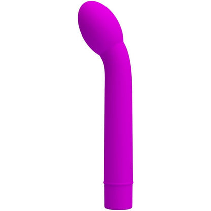 Close-up do vibrador Pretty Love Logan Ponto G com 10 vibrações, em silicone roxo.