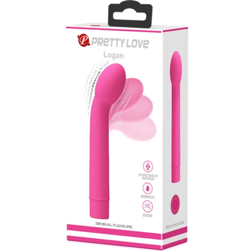 Vibrador Pretty Love Logan para estimulação do Ponto G, com 10 vibrações e cor rosa.
