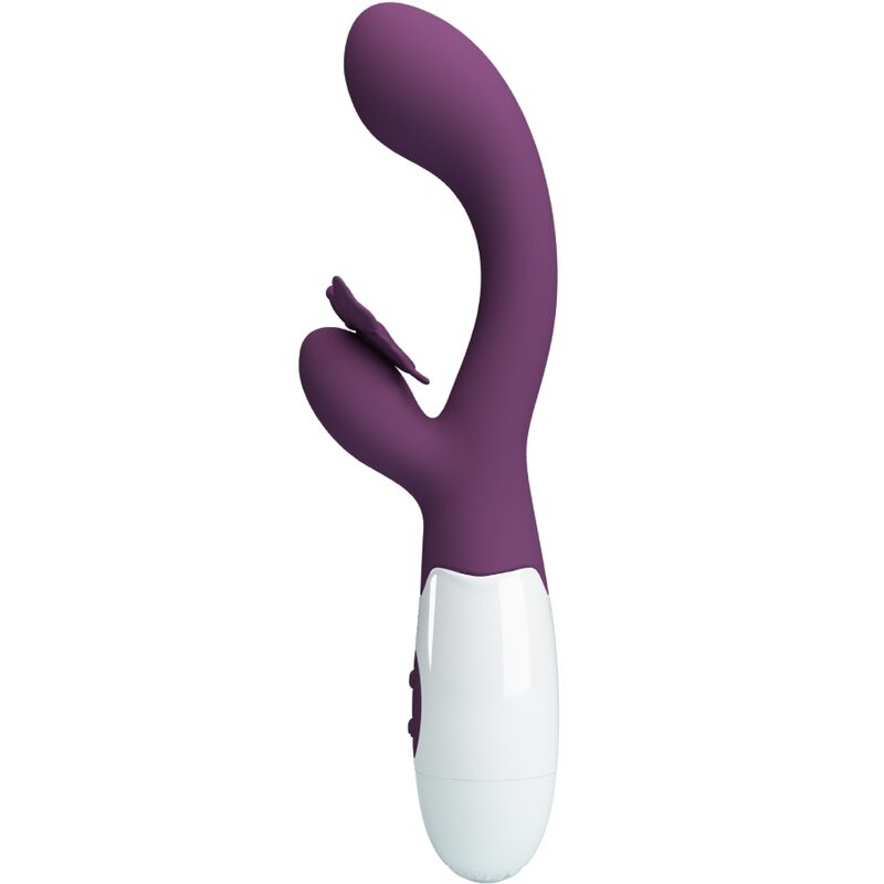 Close-up do Vibrador de Coelho PRETTY LOVE Butterfly Kiss Roxo, com estimulador de ponto G e clitoriano.