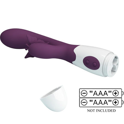 Close-up do Vibrador de Coelho PRETTY LOVE Butterfly Kiss Roxo, com estimulador de ponto G e clitoriano.