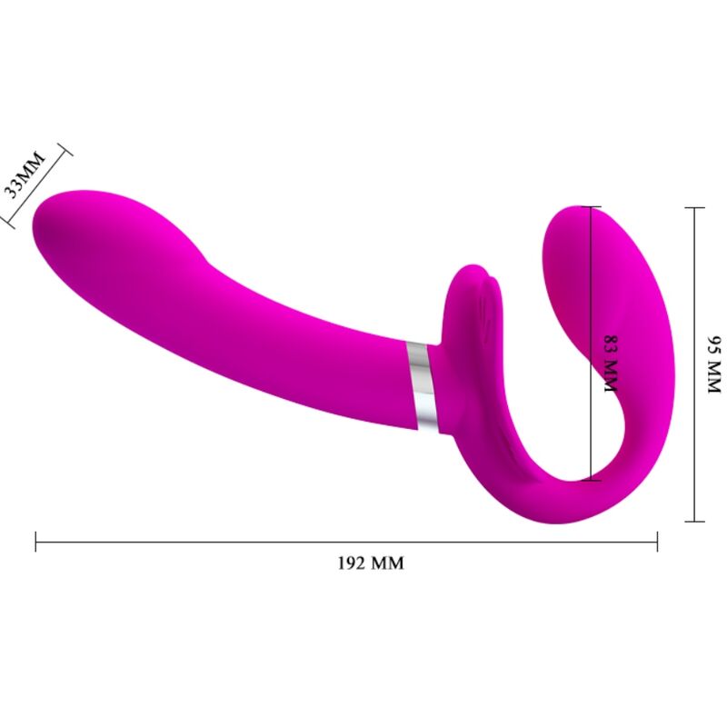 Vibrador Double Strap-On PRETTY LOVE Valerie Roxo para prazer a dois, mostrando o design e as características.