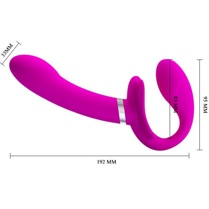 Vibrador Double Strap-On PRETTY LOVE Valerie Roxo para prazer a dois, mostrando o design e as características.