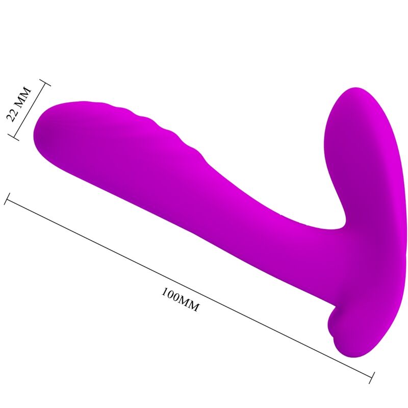 PRETTY LOVE Massageador e Vibrador Roxo com 12 Vibrações e Controlo Remoto, destacando o formato ergonómico e a textura do silicone.