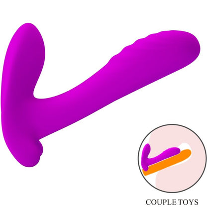 PRETTY LOVE Massageador e Vibrador Roxo com 12 Vibrações e Controlo Remoto, destacando o formato ergonómico e a textura do silicone.