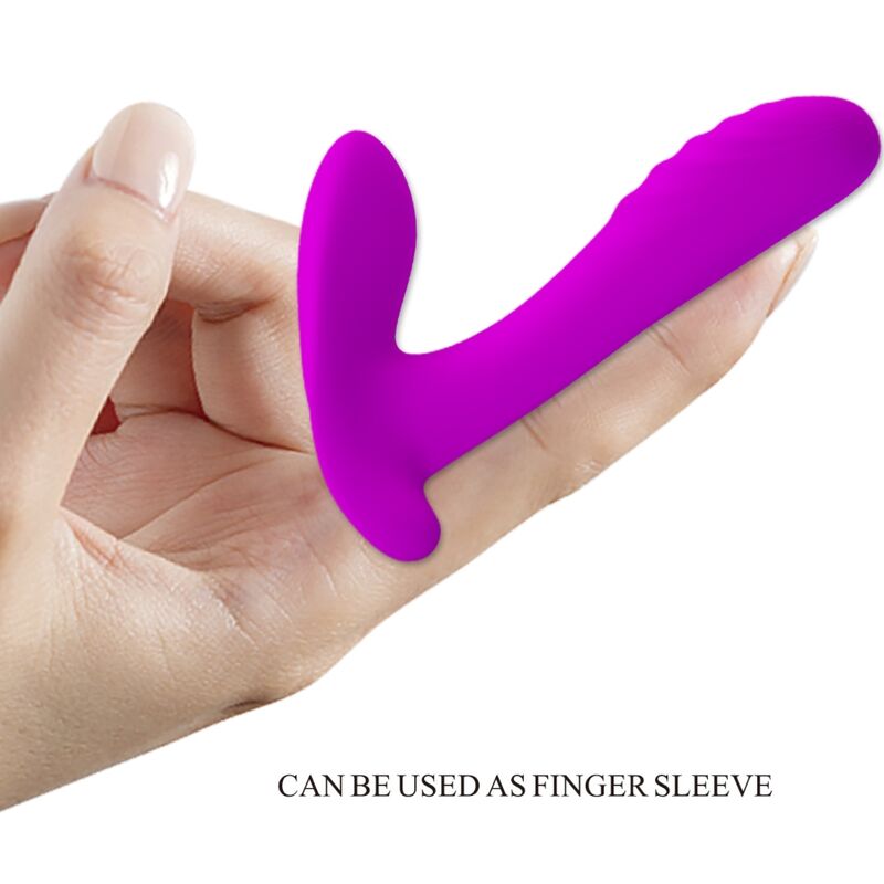 PRETTY LOVE Massageador e Vibrador Roxo com 12 Vibrações e Controlo Remoto, destacando o formato ergonómico e a textura do silicone.