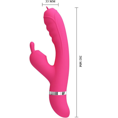 Vibrador Coelho Pretty Love Phoenix Rosa, mostrando design ergonômico e texturas para estimulação.