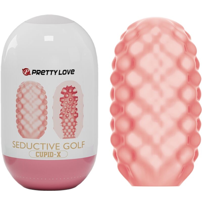 Close-up do masturbador masculino PRETTY LOVE CUPID X, mostrando suas texturas internas e cor rosa.