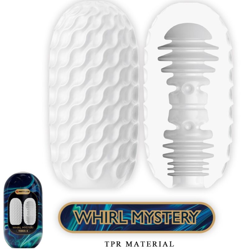 Masturbador masculino PRETTY LOVE VENUS X com detalhes dos 3 túneis internos e textura suave.
