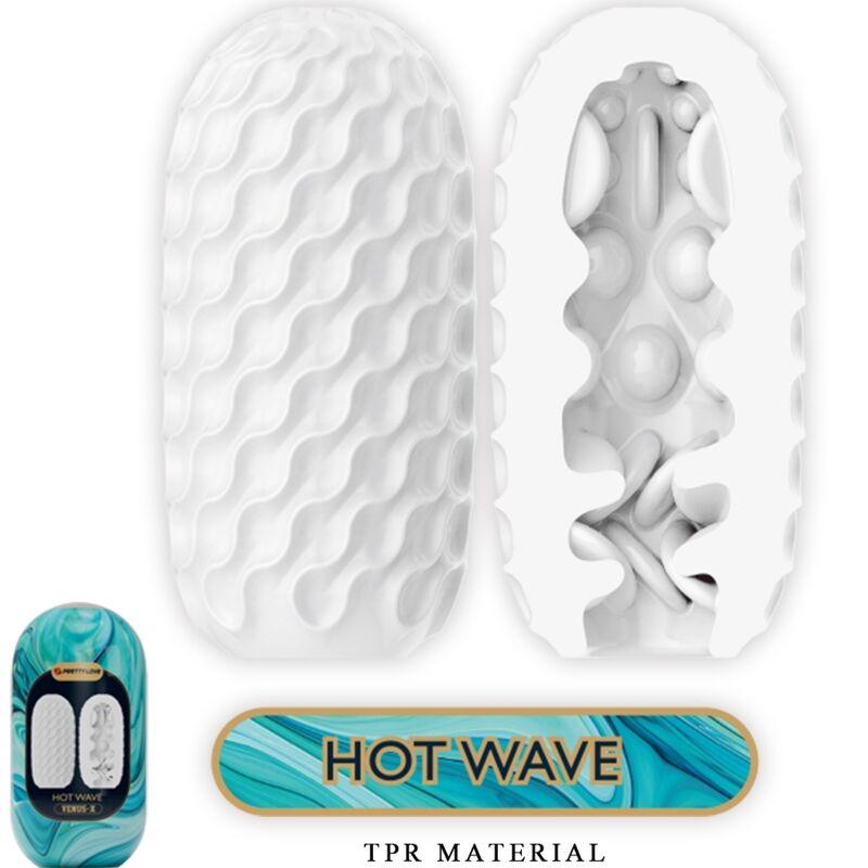 Masturbador masculino PRETTY LOVE VENUS X com detalhes dos 3 túneis internos e textura suave.