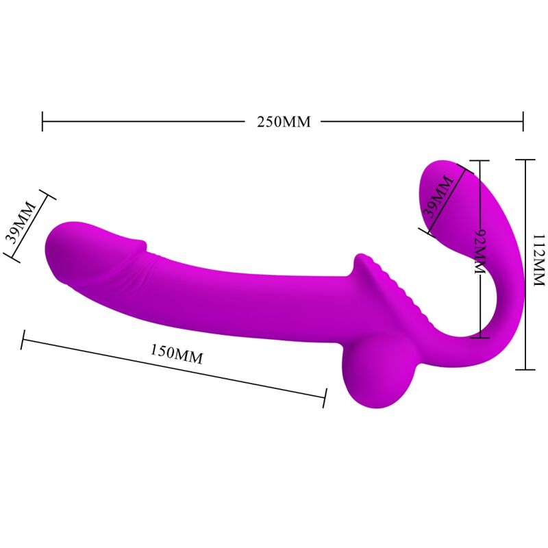 PRETTY LOVE Estimulador Strap-On Duplo Kelpie Roxo em silicone suave.