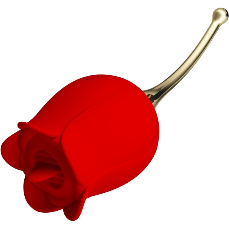 PRETTY LOVE Estimulador de Clitóris Rose Lover vermelho com 12 funções, em silicone macio, recarregável USB.