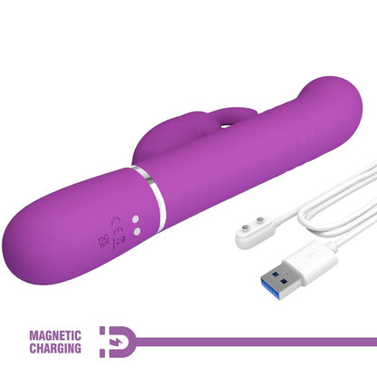 Vibrador Pretty Love Coale 4 em 1 Multifuncional Roxo de silicone com estimulação dupla.