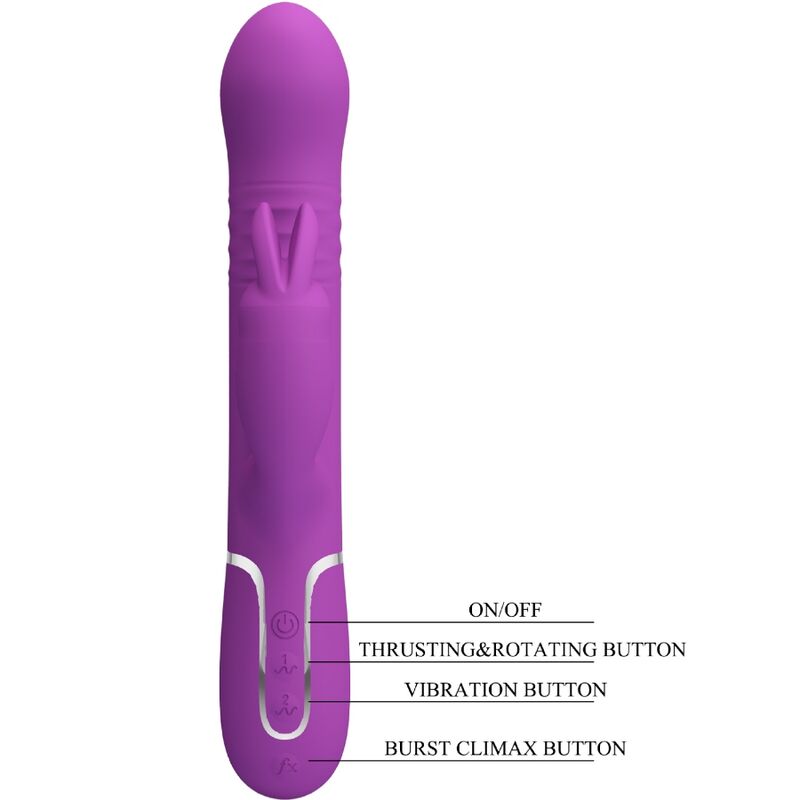 Vibrador Pretty Love Coale 4 em 1 Multifuncional Roxo de silicone com estimulação dupla.